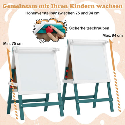 Verstellbare Kinderstaffelei mit Kreidetafel und Whiteboard-Set