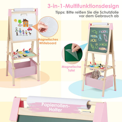 Verstellbare Kinderstaffelei mit Magnettafel und Zubehör