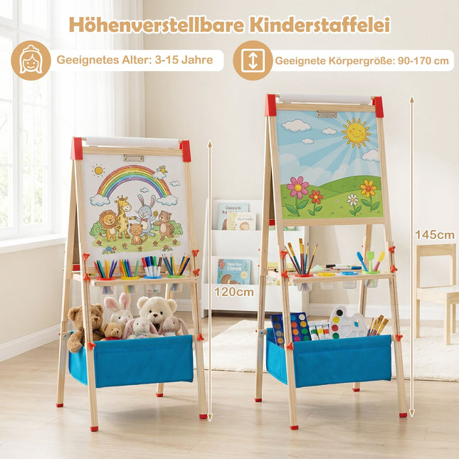 Verstellbare Kinderstaffelei mit Magnettafel und Kreidetafel