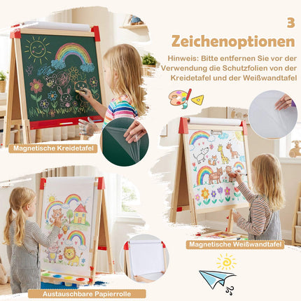 Verstellbare Kinderstaffelei mit Magnettafel und Kreidetafel