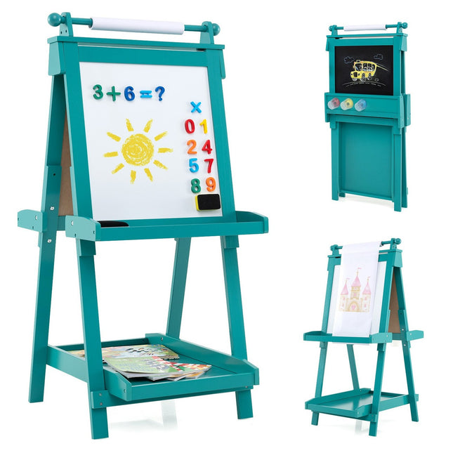 Verstellbare Kinderstaffelei mit Whiteboard & Kreidetafel
