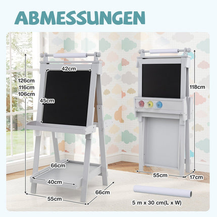 Nastavitelný dětský malířský stojan s bílou a magnetickou tabulí