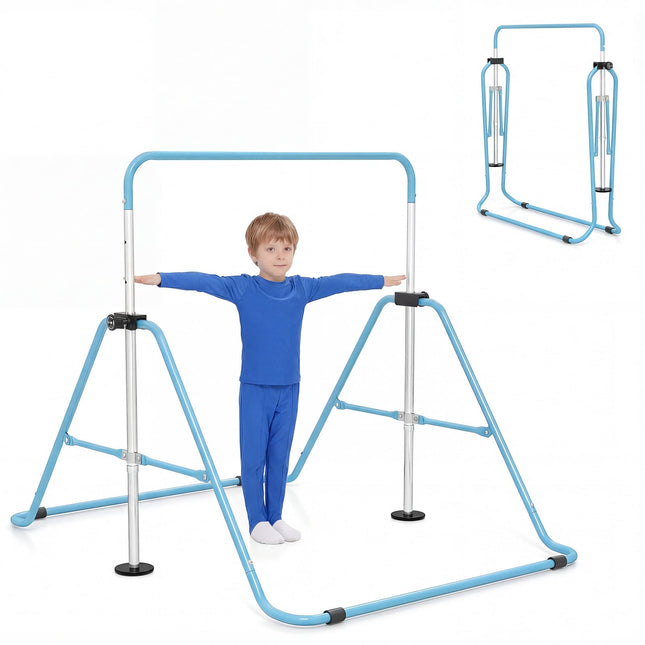 Adjustable Kids Gymnastics Bar, Foldable, 90-130 cm, Blue