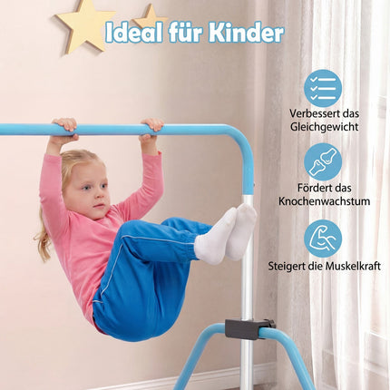 Adjustable Kids Gymnastics Bar, Foldable, 90-130 cm, Blue
