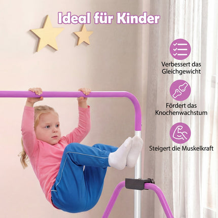 Adjustable Kids Gymnastics Bar, Foldable, 90-130 cm, Purple