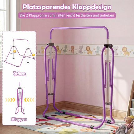 Adjustable Kids Gymnastics Bar, Foldable, 90-130 cm, Purple