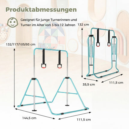 Verstellbare Kinder-Reckstange, Metallrahmen, Mintgrün
