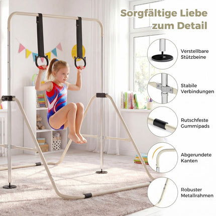 Verstellbares Kinder-Gymnastikreck mit Metallrahmen, Beige