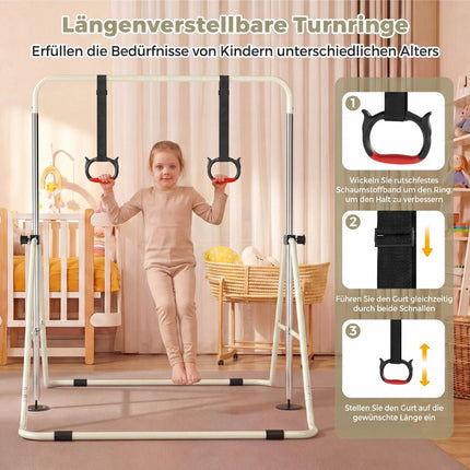 Verstellbares Kinder-Gymnastikreck mit Metallrahmen, Beige