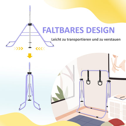 Verstellbares Kinder-Reck mit Ringen, klappbarer Stahlrahmen
