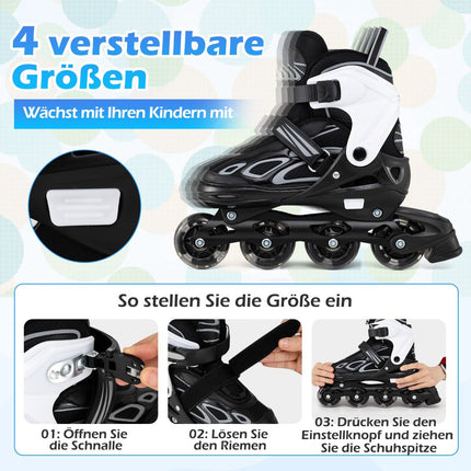 Adjustable Kids Inline Skates with Light-Up Wheels, EU 37-41