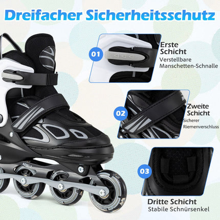 Adjustable Kids Inline Skates with Light-Up Wheels, EU 37-41