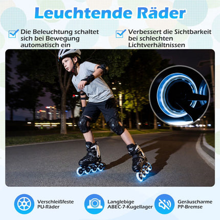 Adjustable Kids Inline Skates with Light-Up Wheels, EU 37-41