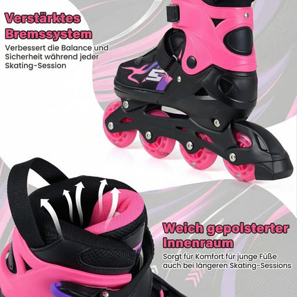 Verstellbare Kinder-Inlineskates mit Leuchtrollen, Pink