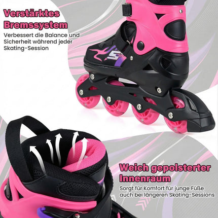 Verstellbare Kinder-Inliner mit Leuchtrollen, Pink, EU 30-33