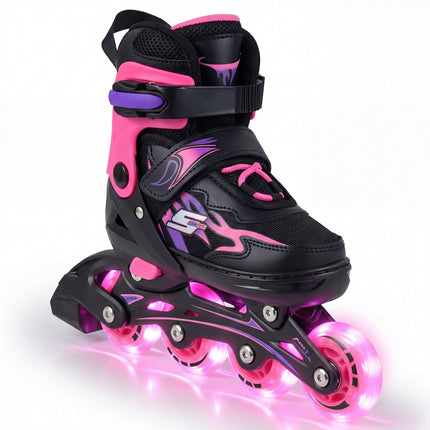 Verstellbare Kinder-Inliner mit Leuchtrollen, Pink, EU 30-33