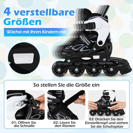 Verstellbare Kinder-Inlineskates mit Leuchtrollen, Größe M (EU 32-36)