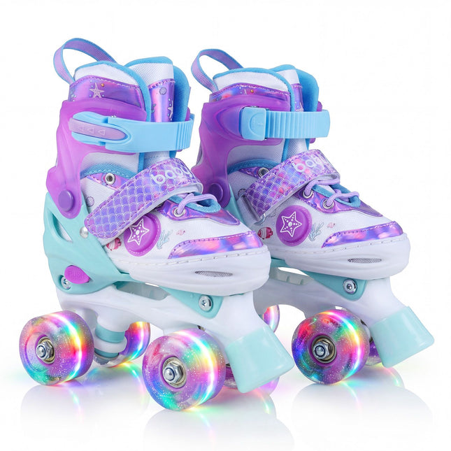 Adjustable Kids Quad Skates with Light-Up Wheels, EU 27-31