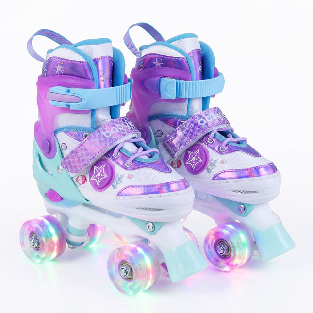 Adjustable Kids Quad Skates with Light-Up Wheels, EU 32-36