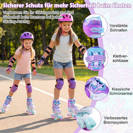 Adjustable Kids Quad Skates with Light-Up Wheels, EU 32-36