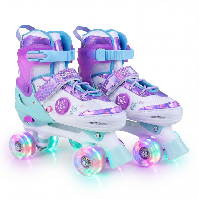 Adjustable Kids Quad Skates with Light-Up Wheels, EU 37-41