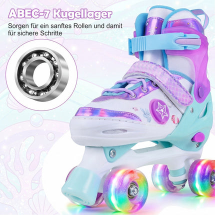 Verstellbare Kinder-Quad-Skates mit Leuchträdern, EU 37-41