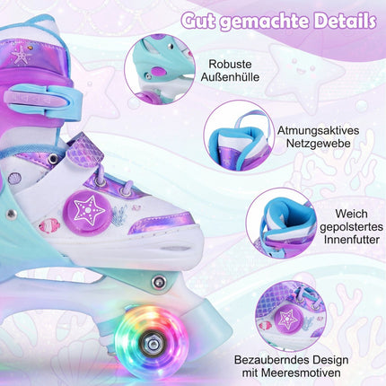 Verstellbare Kinder-Quad-Skates mit Leuchträdern, EU 37-41
