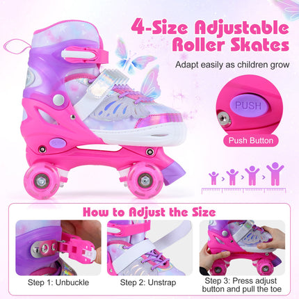 Adjustable Kids Roller Skates, Light-Up Wheels, Ages 5-7