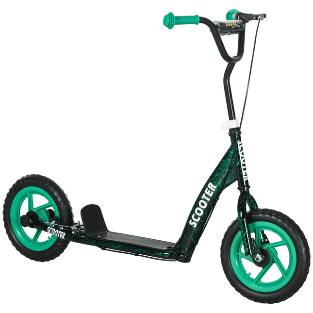 Verstellbarer Kinderroller mit Bremse, Ständer, Stahl, Grün