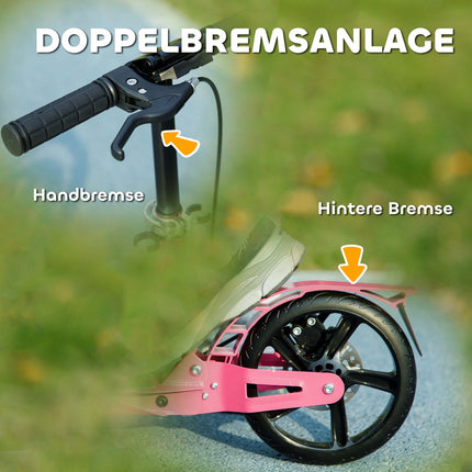 Adjustable Kids Scooter with Brakes, Pink, Ages 6-12