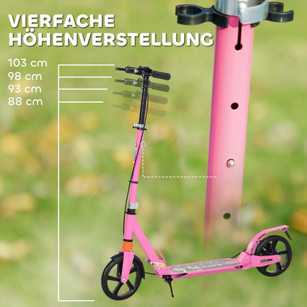 Adjustable Kids Scooter with Brakes, Pink, Ages 6-12