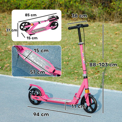 Adjustable Kids Scooter with Brakes, Pink, Ages 6-12
