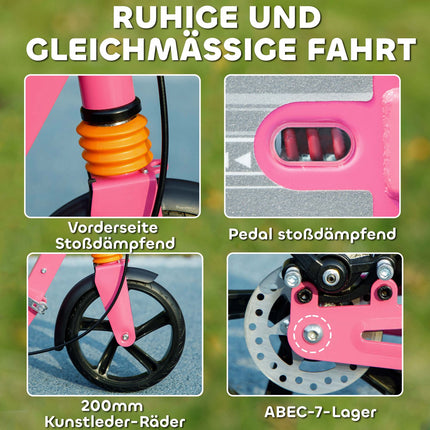 Adjustable Kids Scooter with Brakes, Pink, Ages 6-12