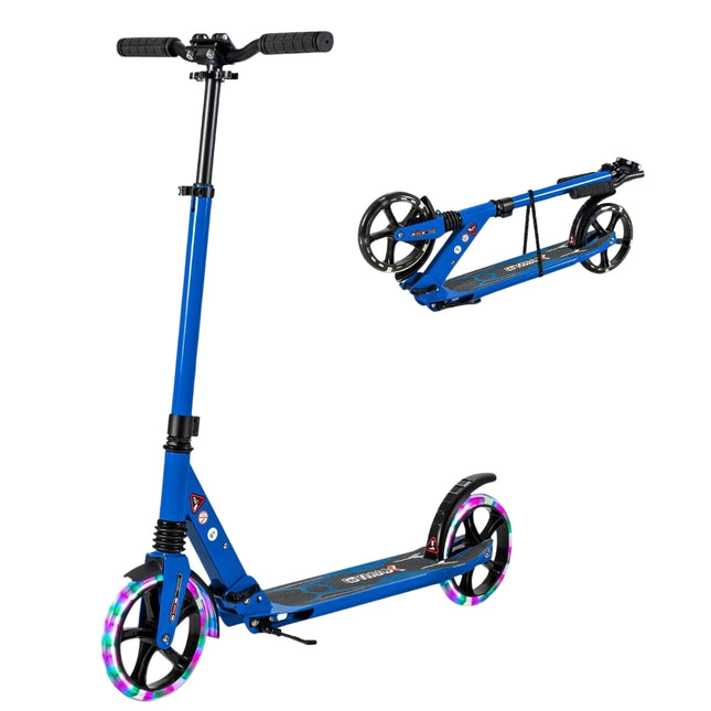 Verstellbarer Kinderroller mit LED-Rädern, faltbar, Blau