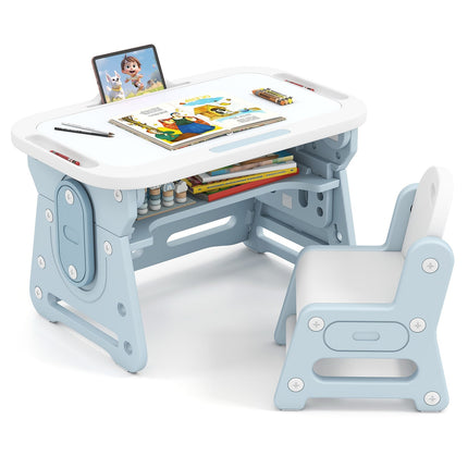 Verstellbarer Kindertisch & Stuhl-Set mit klappbarer Whiteboard-Funktion
