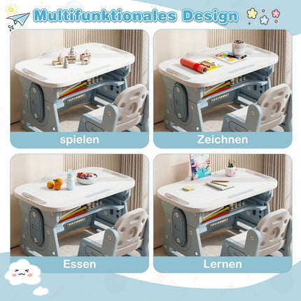 Verstellbarer Kindertisch & Stuhl-Set mit klappbarer Whiteboard-Funktion