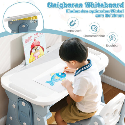 Verstellbarer Kindertisch & Stuhl-Set mit klappbarer Whiteboard-Funktion