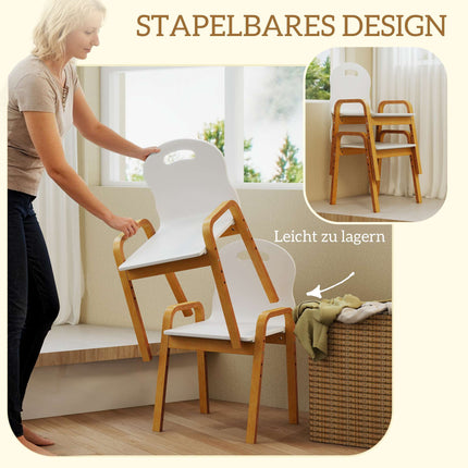 Verstellbares Kinder-Holzstuhl-Set, rutschfeste Pads, Alter 3-15