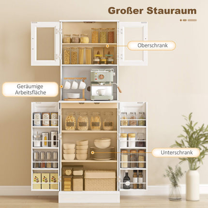 Adjustable Kitchen Cabinet, MDF, Acrylic Doors, White