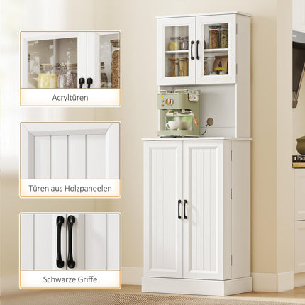 Adjustable Kitchen Cabinet, MDF, Acrylic Doors, White