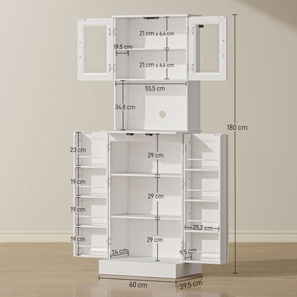 Adjustable Kitchen Cabinet, MDF, Acrylic Doors, White