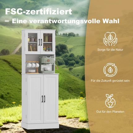 Adjustable Kitchen Cabinet, MDF, Acrylic Doors, White