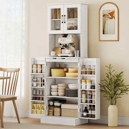 Adjustable Kitchen Cabinet, MDF, Acrylic Doors, White