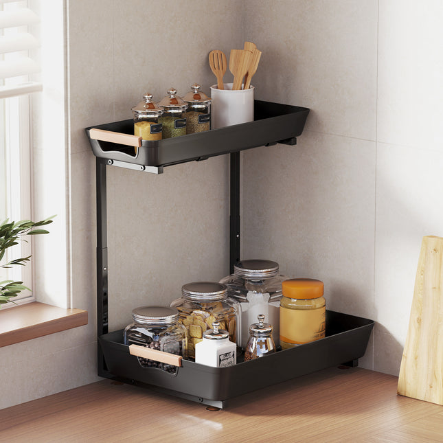 Verstelbare keukenplank met 2 manden, 40 x 30 x 33,5-42 cm