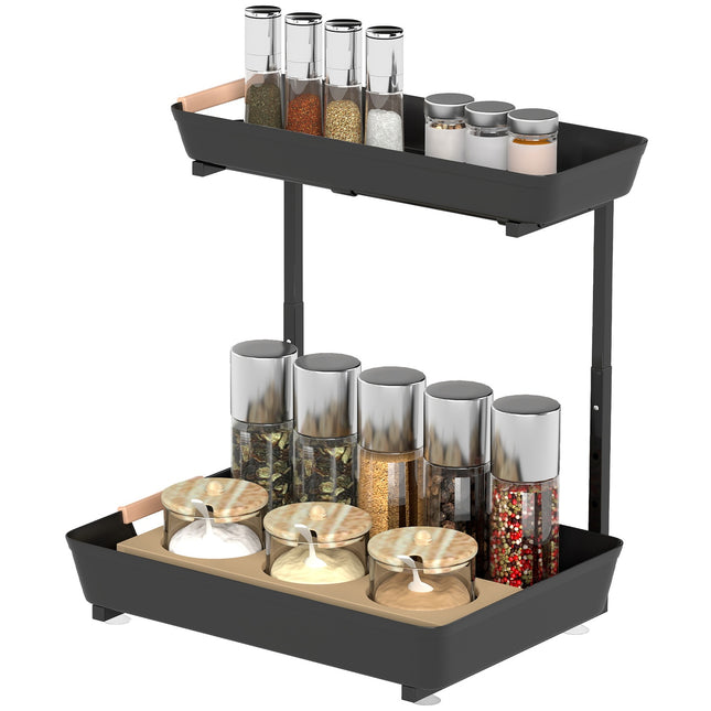 Verstelbare keukenplank met 2 manden, 40 x 30 x 33,5-42 cm