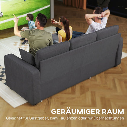 Adjustable L-Shaped Sofa Bed with Storage, Dark Gray