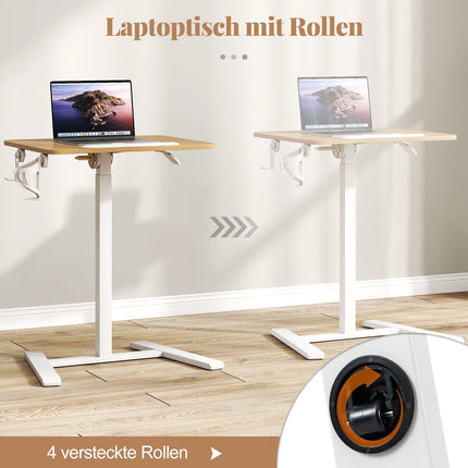 Verstellbarer Laptoptisch mit 90° Neigung & versteckten Rollen