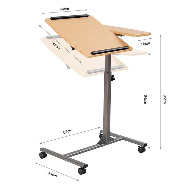 Verstellbarer Laptoptisch mit Rollen, 64-95 cm Höhenbereich
