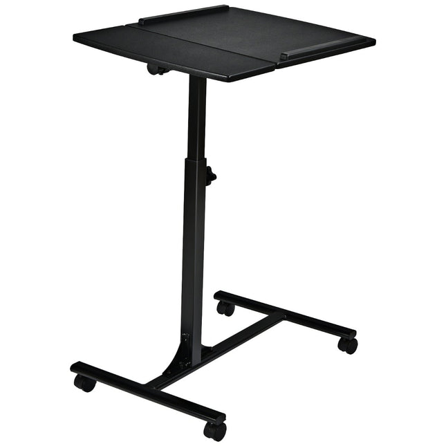 Verstellbarer Laptoptisch mit Rollen, 64x45x71-93 cm, Schwarz