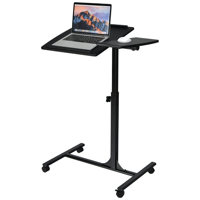 Verstellbarer Laptoptisch mit Rollen, 64x45x71-93 cm, Schwarz